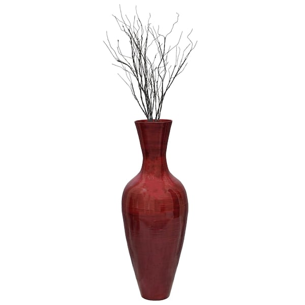 Uniquewise Vase Filled with Branches: 37-in. Red Bamboo Tall Floor Vase and 37-in. Twig Branch QI003243.AT - main
